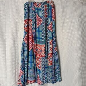Appleseed's Blue Multi-Color Patchwork Maxi Skirt